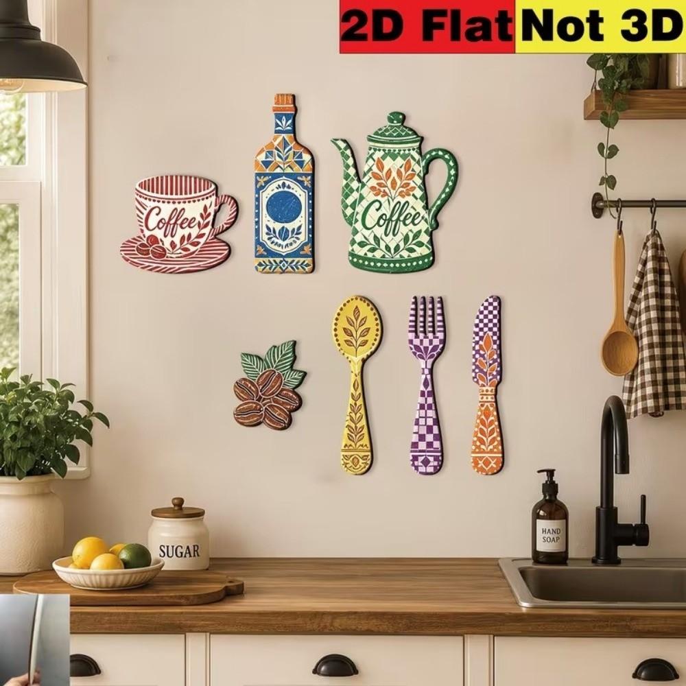 7Pcs Coffee Themed Coffee Utensil Wooden Ornament Restaurant Decoration