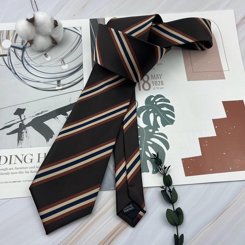 8 cm Stripete Slips Herre Formell Business Brudgom Bryllup Burgunder Kontrasterende Blå og Hvite Striper Herre- og Dame Håndknyttede Skjorter og Slips