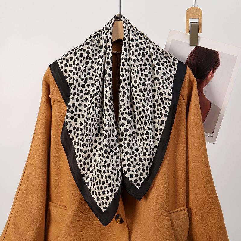 70*70cm Silk Scarf Women leopard Print Hair Neck Square Office Ladies Shawl Bandanna Muslim Hijab Handkerchief Muffler Foulard