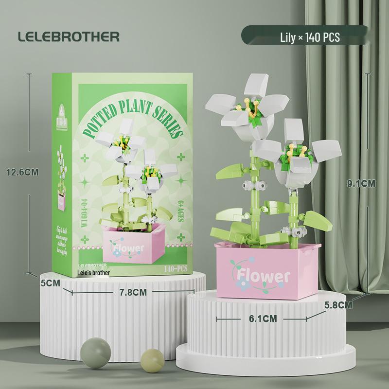 Preserved Flower Bonsai & Rose Succulent Building Blocks - Compatible with LEGO