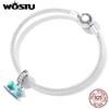 WOSTU 925 Sterling Silver Colorful Sewing Machine Charm Bead Pendant Fit Original Bracelet Necklace For Women Jewelry