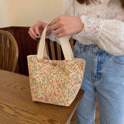 Shihuabuyu New Pastoral Floral Canvas Bag with Copper Buckle