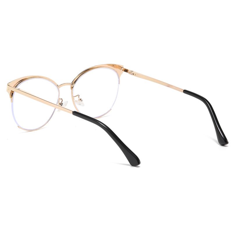 Half Frame Spring Hinge Metal Mirror Legs Cross Border Fashion Frame Point Paint Anti-Blue Light Women Men Glasses