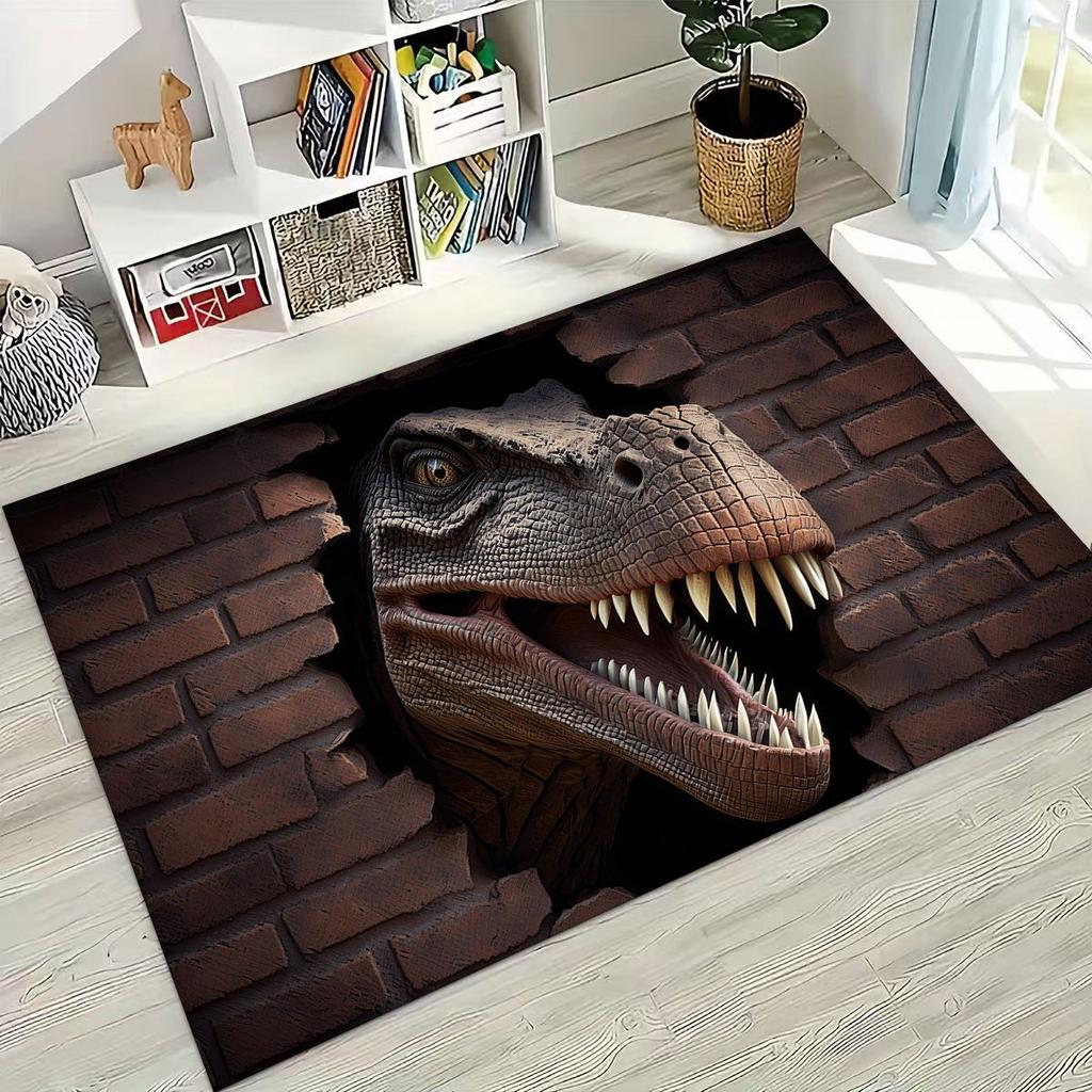 Ancient Creatures Dinosaur Ammonite Fossil Art Rug for Bedroom Living Room Sofa Home Doormat Decor,Large Kids Non-slip Floor Mat
