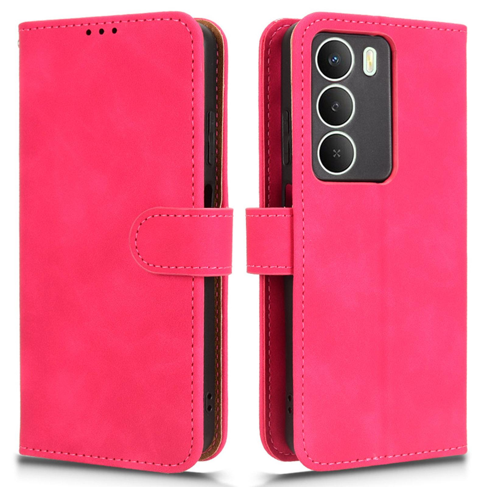 

For Realme 14x 5G Leather Case Skin Feel Anti Drop Wallet Flip Phone Cover Rose