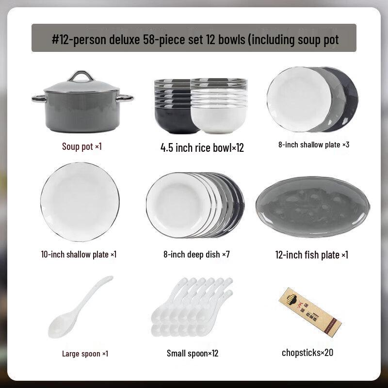 Modlander SONICE Gold Rim Ceramic Dinnerware Set