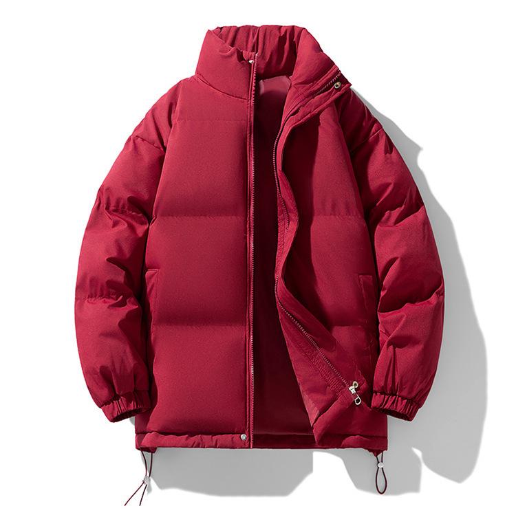 Men s Winter Stand-up Collar Thick Cotton Jacket - Loose, Trendy, Solid Color, Versatile Outerwear M