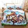 MapleStory 3Pcs Bedding Set Duvet Cover 2 Pillowcases Adele Mercedes Chibi Warrior Cartoon Graphic Breathable Dorm Bed Linen
