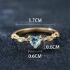 Cute Female Water Blue Zircon Stone Ring Trendy Yellow Gold Color Heart Engagement Bride Wedding  For Women