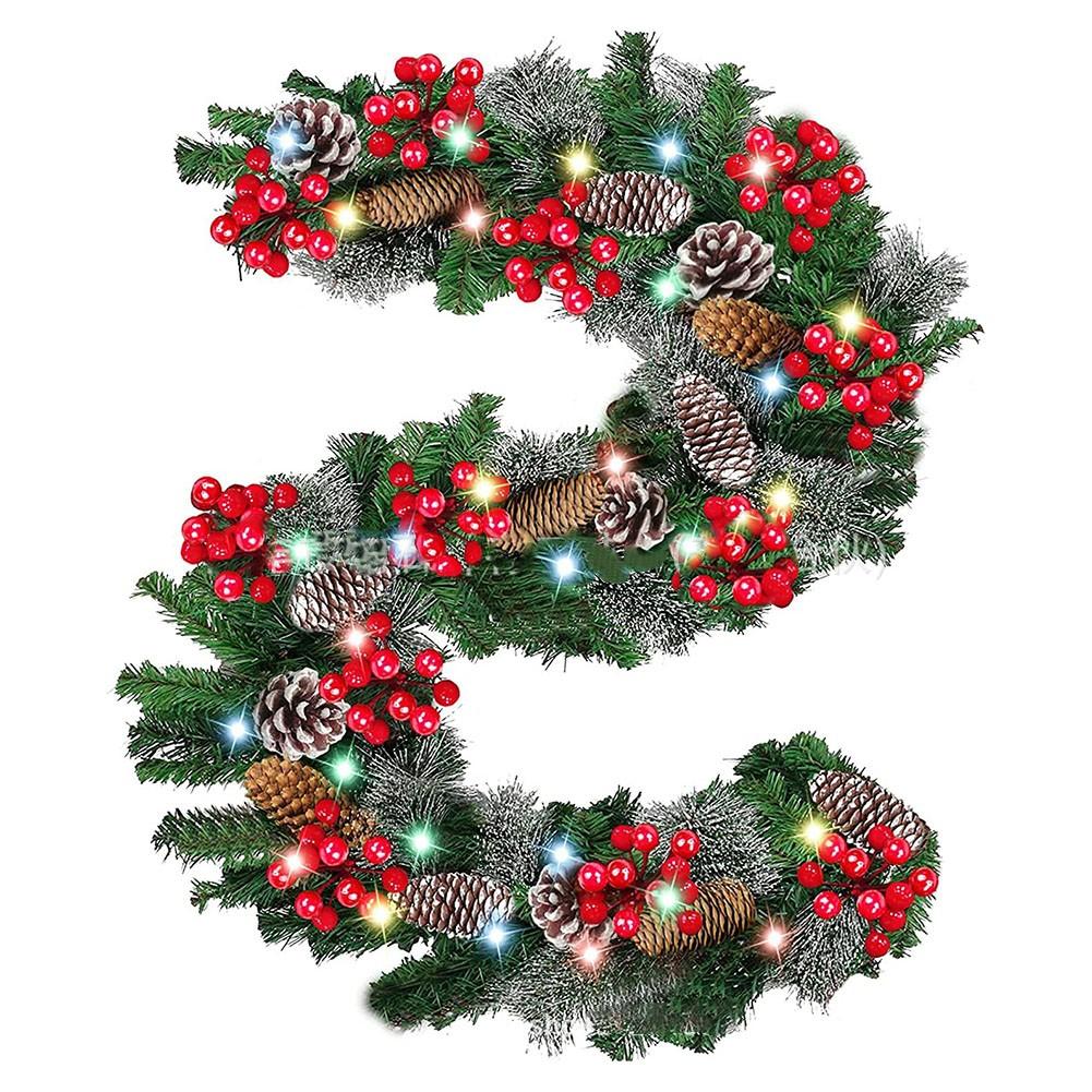 Zeitsparende Weihnachtsgirlande mit Tannenzapfen, roten Beeren, keine Montage erforderlich