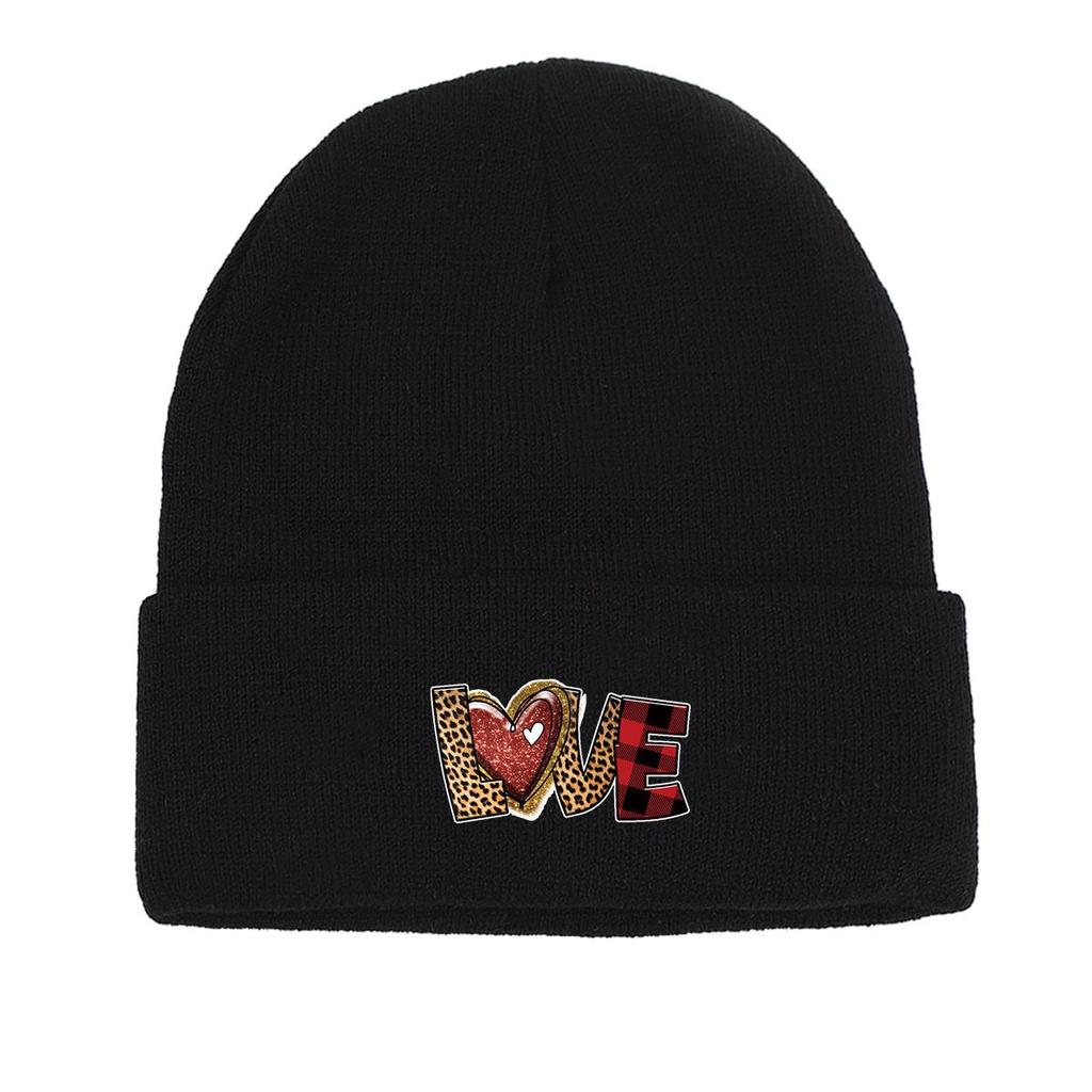 LOVE" Winter Knit Hat Beanie, Valentine's Day Skullies Beanies Windproof Slouchy Trendy Headwear Knitted Cap Beanie