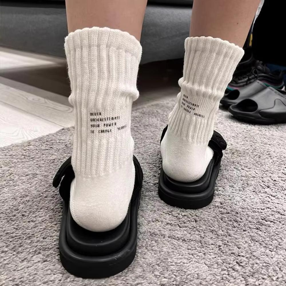 Sweat-Absorbent Middle Tube Socks Solid Color Knitted Socks Casual Cotton Socks Sports