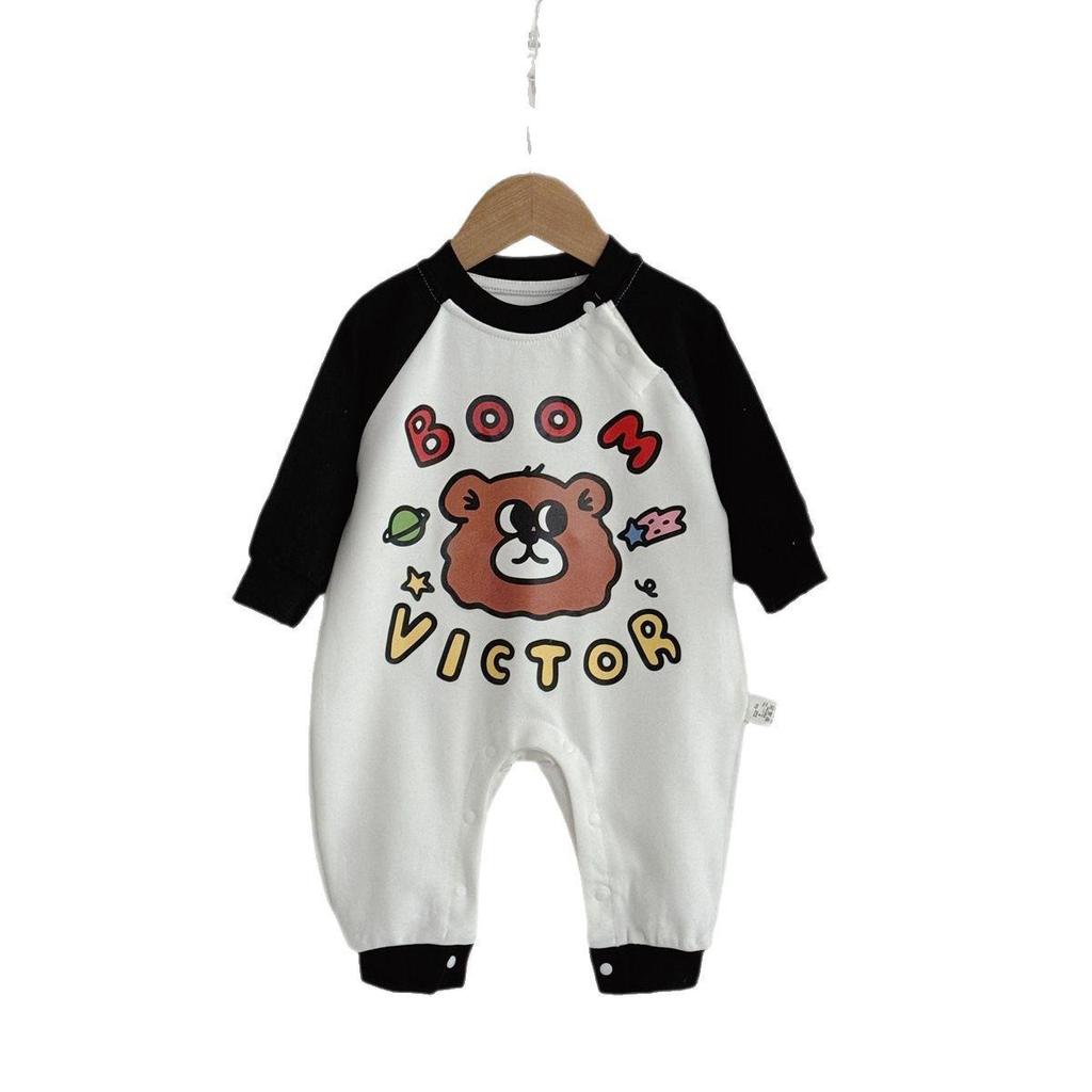 Trendy Little Bear Spring Baby Onesie - Cartoon Boy Romper Crawling Suit