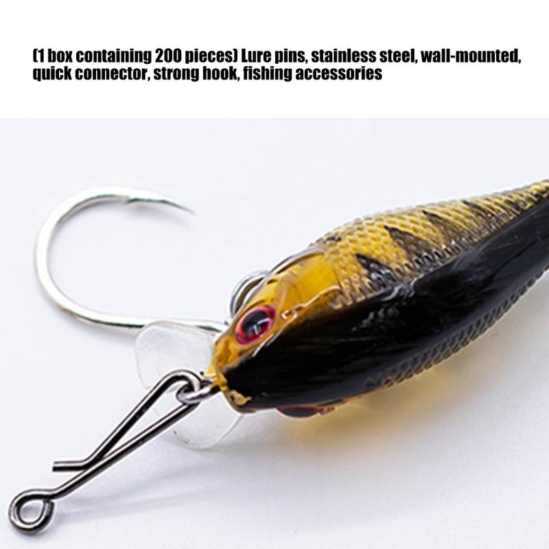 200pcs Fishing Quick Connectors 4 Size Per Box High Strength Stainless Steel Fast Change Clip for Lures Tackle System