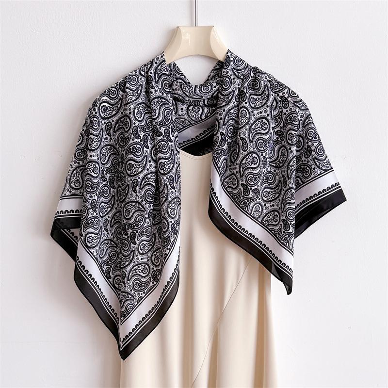 Versatile cashew nut imitation silk high-end large square scarf silk scarf printed shawl decorative scarf sunscreen scarf headscarf scarf