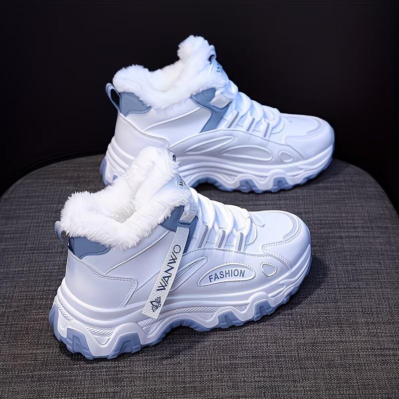 Large size winter velvet cotton shoes women's thick-soled heightening dad shoes warm casual sports shoes
