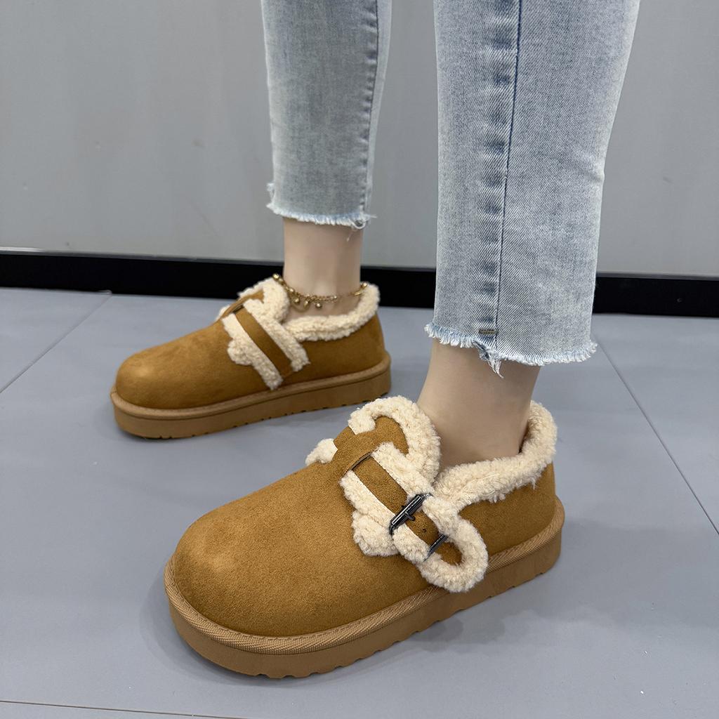 Fashion Women Retro Snow Boots New Slip-On Roman Rubber Plush Thick Heel Shoes Women Baotou Comfortable Ankle Boots Zapatos De Mujer