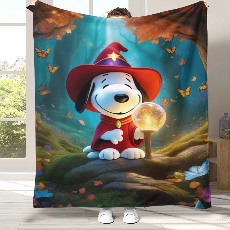 Cute Snoopy Dog Cartoon Flannel Blanket,Ultra Soft Warm Plush Throw for Home Bedroom Bed Sofa Cover Camping Picnic gift