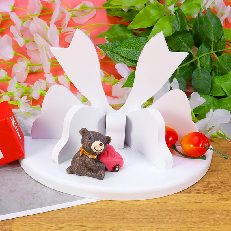 

1pc Home Wooden Bow Wall-mounted Storage Rack Kawaii Room Bedroom Semicircle Decorate
