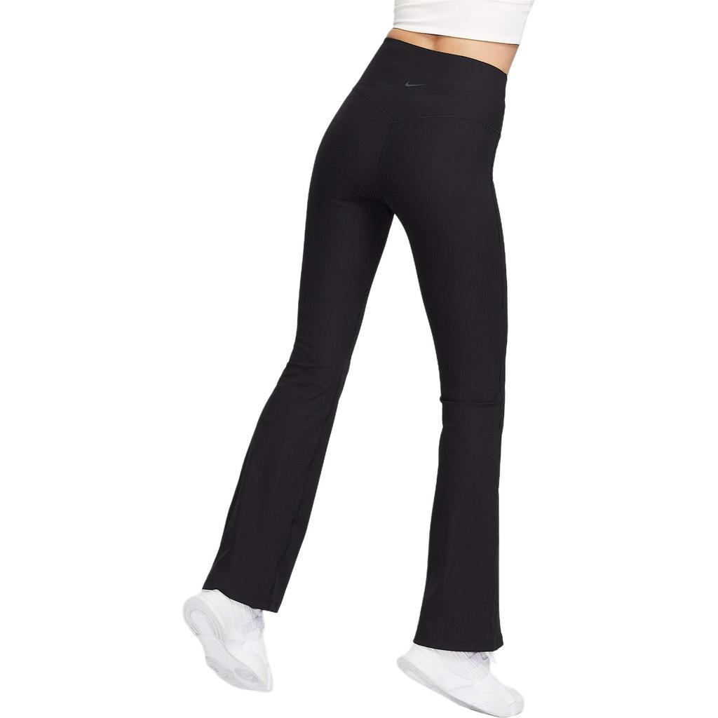 Nike Solid Ribbed High-Waisted Slim Fit Flared Sports Trousers Women bottoms Black HJ1847010