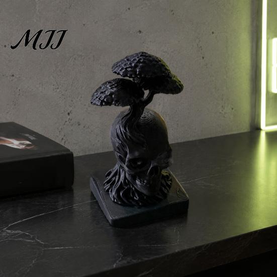 Durable Pla Material Statuette 3D Printed Tree of Life Skull Figurine, Gothic Desktop Ornament for Dark Academia Home Accessories Office Decor,
