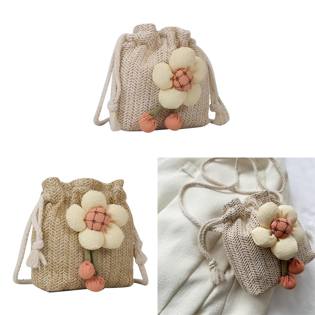 Minimalist Woven Straw Bucket Bag For Women With Drawstring Closure Perfect For Summer Casual Outings