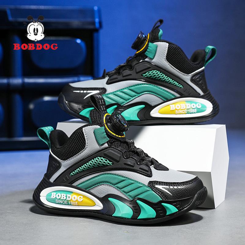 Babu Bean Children's Sneakers Breathable Mesh Boys' Little White Shoes 2025 Spring New Leather Student Button Shoes