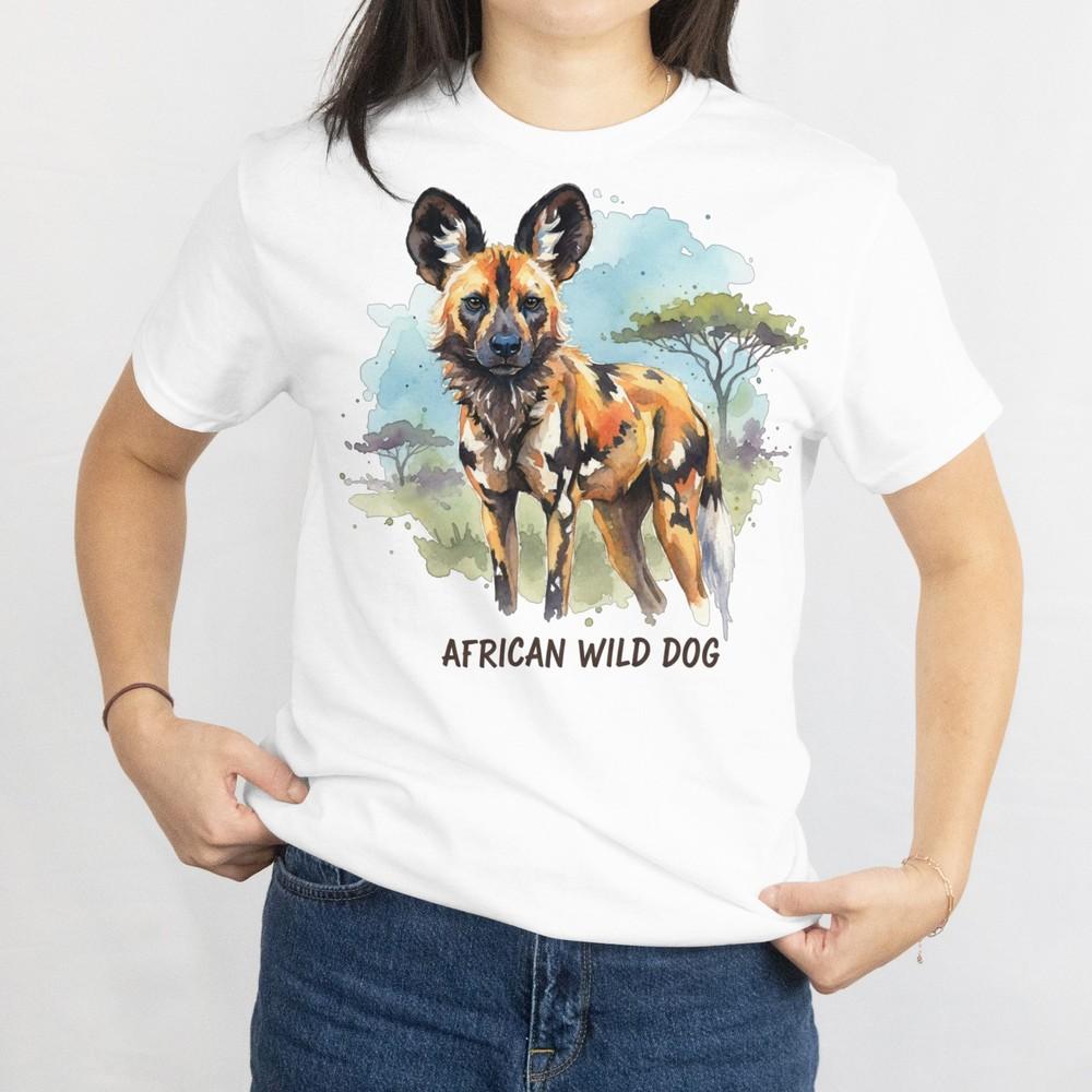 Watercolor African Wild Dog Tee, Painted Dog In African Savanna Unisex T-shirt M