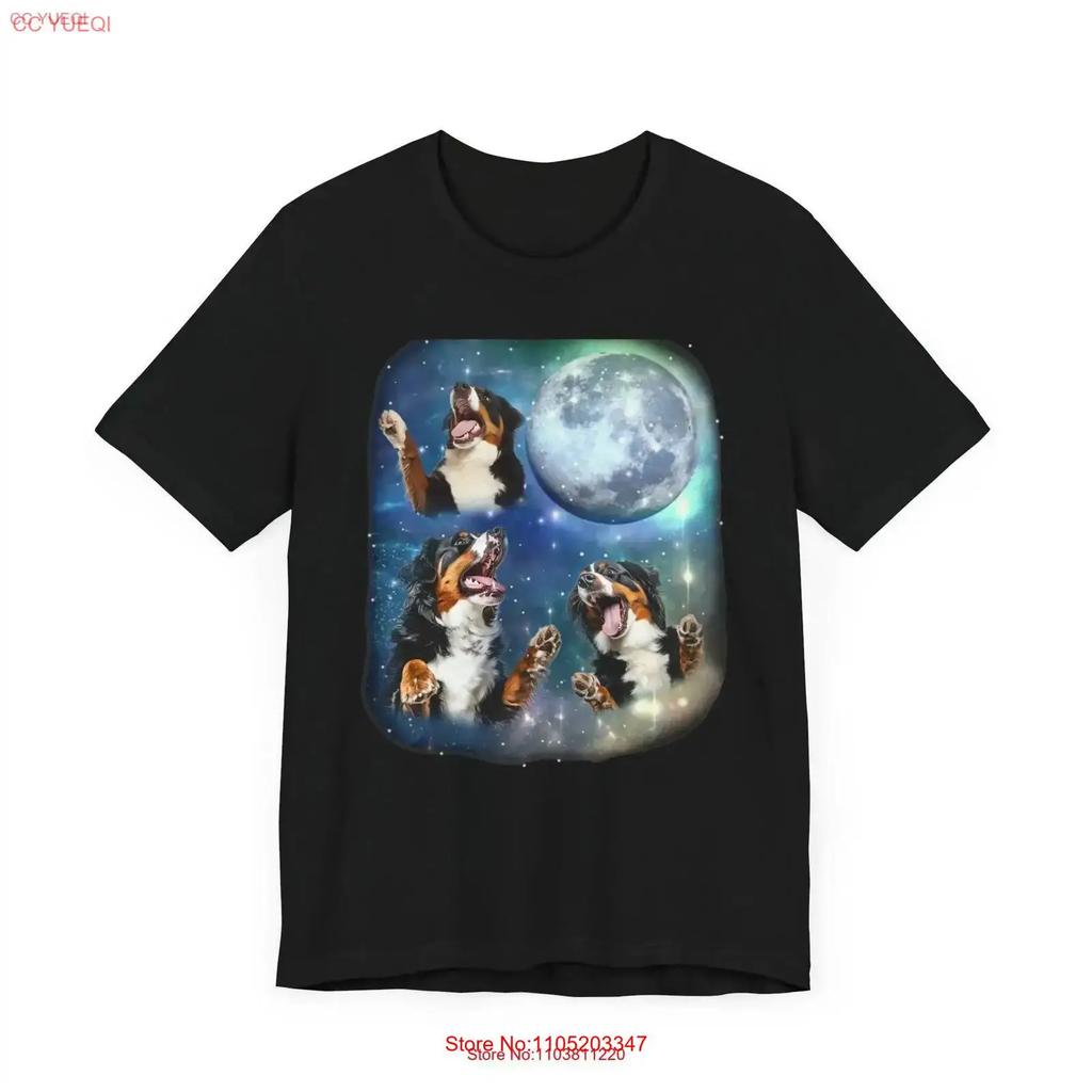Bernese Mountain Dog Howling At the Moon T Shirt Vintage 90s Inspired Lover Retro Pet Outdoor Adventure Apparel Vintage Washed