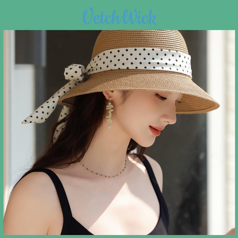 Summer Raffia Sun Hat With Adjustable Ribbon And Wide Brim For Womens Sun Protection