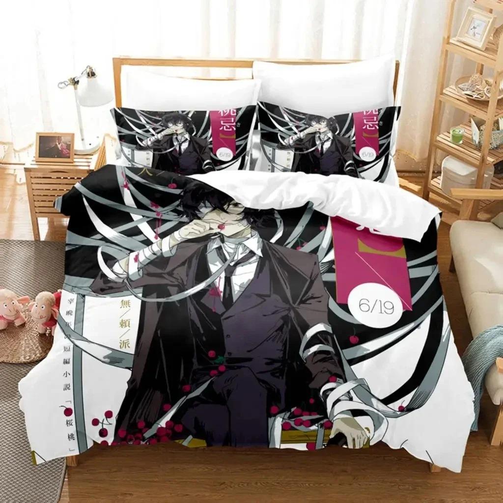 Anime Dazai Bungo Stray Dogs Bedding Set Boys Girls Twin Queen Size Duvet Cover Pillowcase Bed Kids Adult Home Textile