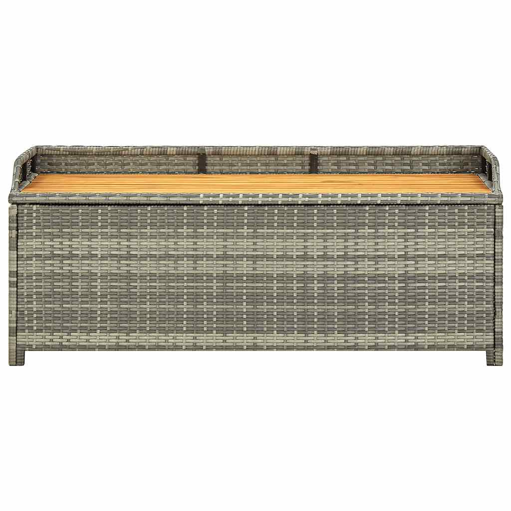 Garden Bench with Storage Space 120 cm Grey Poly Rattan