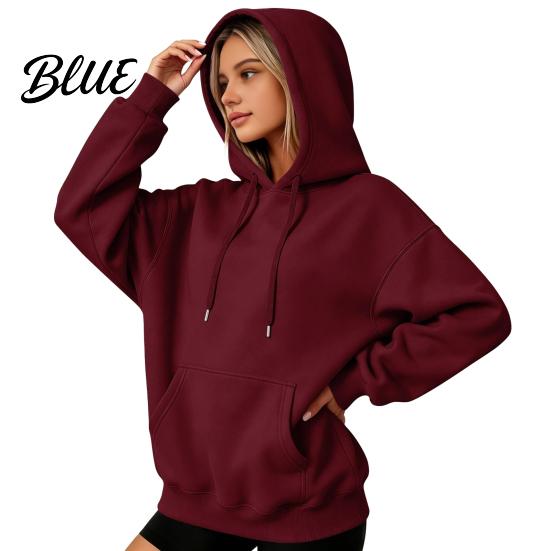 Soft Polyester Pullover Women Oversized Hoodie Cotton Blend Long Sleeve Sweatshirt Adjustable Drawstring Hoodie for Daily Wear And Front Pocket