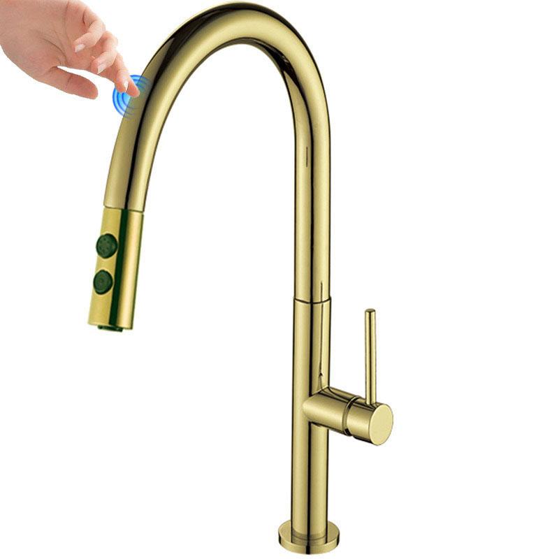 Black/White Smart Touch Pull Out Kitchen Faucets Crane For Sensor Water Mixer Kitchen Sink Tap 360 Rotation Sensor Kitchen Tap