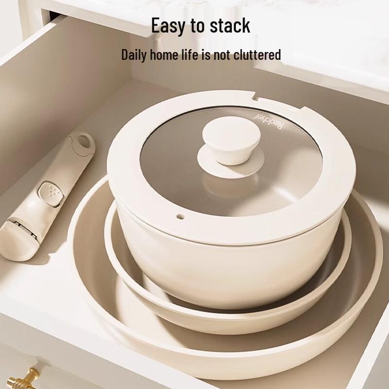 Set de Cocina REDCHEF de 5 Piezas con Mango Desmontable, Cerámico Antiadherente