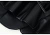 2025 Autumn Women's Fur Collar Patchwork Leather Jacket with Long Sleeves