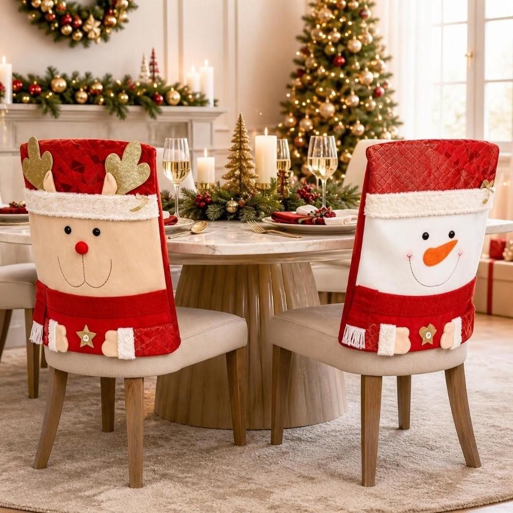 Comfortable Christmas Chair Covers Removable Plush Stool Covers Xmas Dinner Chair Seat Cover Hotel