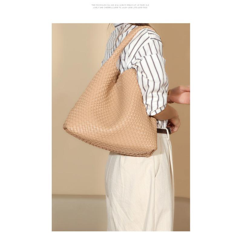 Borsa intrecciata a mano da donna, alla moda, casual, a mano, a tracolla, grande capacità, da ascella