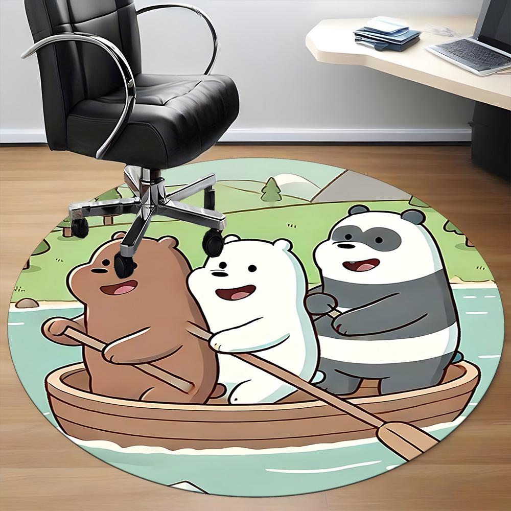 1pc We Bare Bears Friends Office Round Area Rug, Under Office Chairs Bedroom Living Room Home Decor a1022178