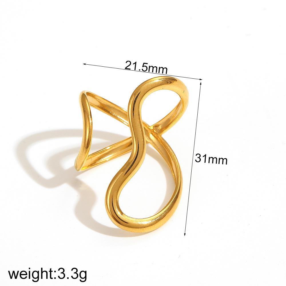 2025 New 18K Gold Plated Stainless Steel Metal Rings for Women Irregular Trendy Designer Aesthetic Jewelry Waterproof Men's Ring