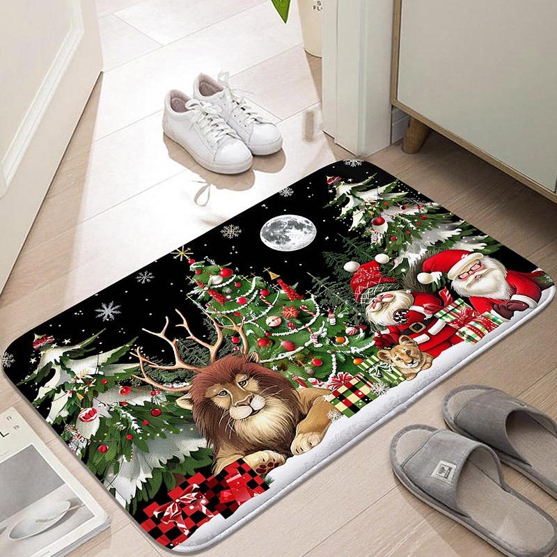 Cartoon Santa Claus Design Mat Bathroom Absorbent Bedroom Door Rug Kitchen Balcony Living Room Entrance Carpet Home Decoration