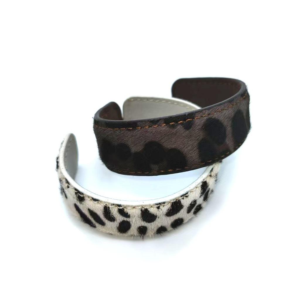 Creative Leopard Print Bangle Stitched C-shaped Open Bracelet  Unisex