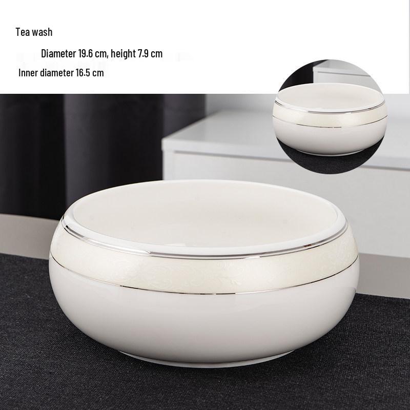 Large Chinese Style Blue and White Porcelain Tea Wash Basin and Cup Washer with Lan Ting Xu Calligraphy - Retro Ceramic Brush Washer