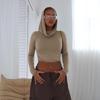 Hooded T-shirt Women's Slim Fit Long Sleeved Short Top