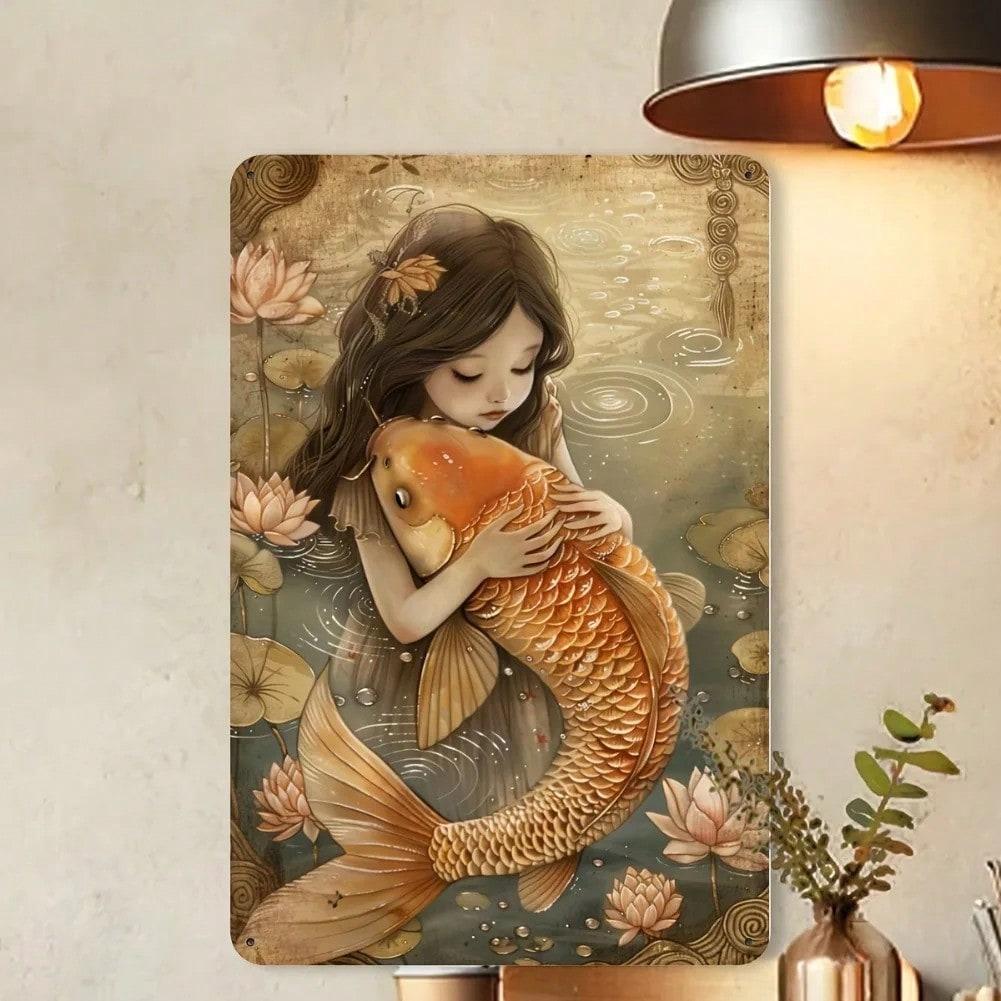 

Vintage Koi Fish Metal Tin Sign Iron Wall Art Decor Home Outdoor Plaque 20x30 різнокольоровий