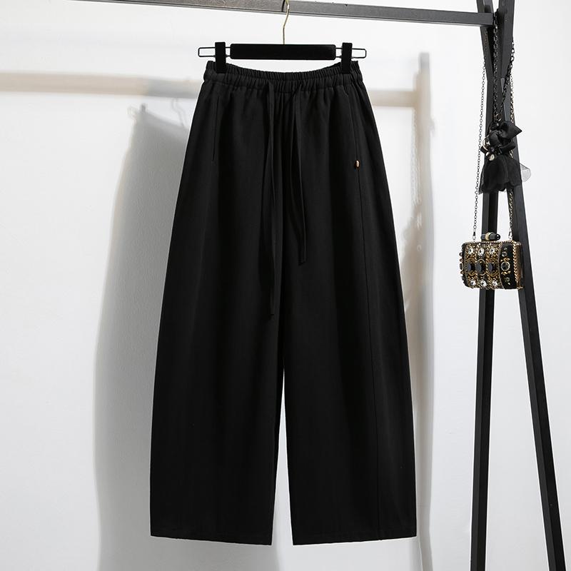 DIMANAF 2026 Spring Summer New Plus Size Women Long Pants Cotton Loose Casual Elastic Waist Fashion Lady Bottoms Clothing