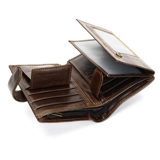 Vintage Men Faux Leather Wallet RFID Blocking Bi-fold Short Wallet Minimalist Slim Anti-Theft Credit Card Holder Front Pocket Wallet