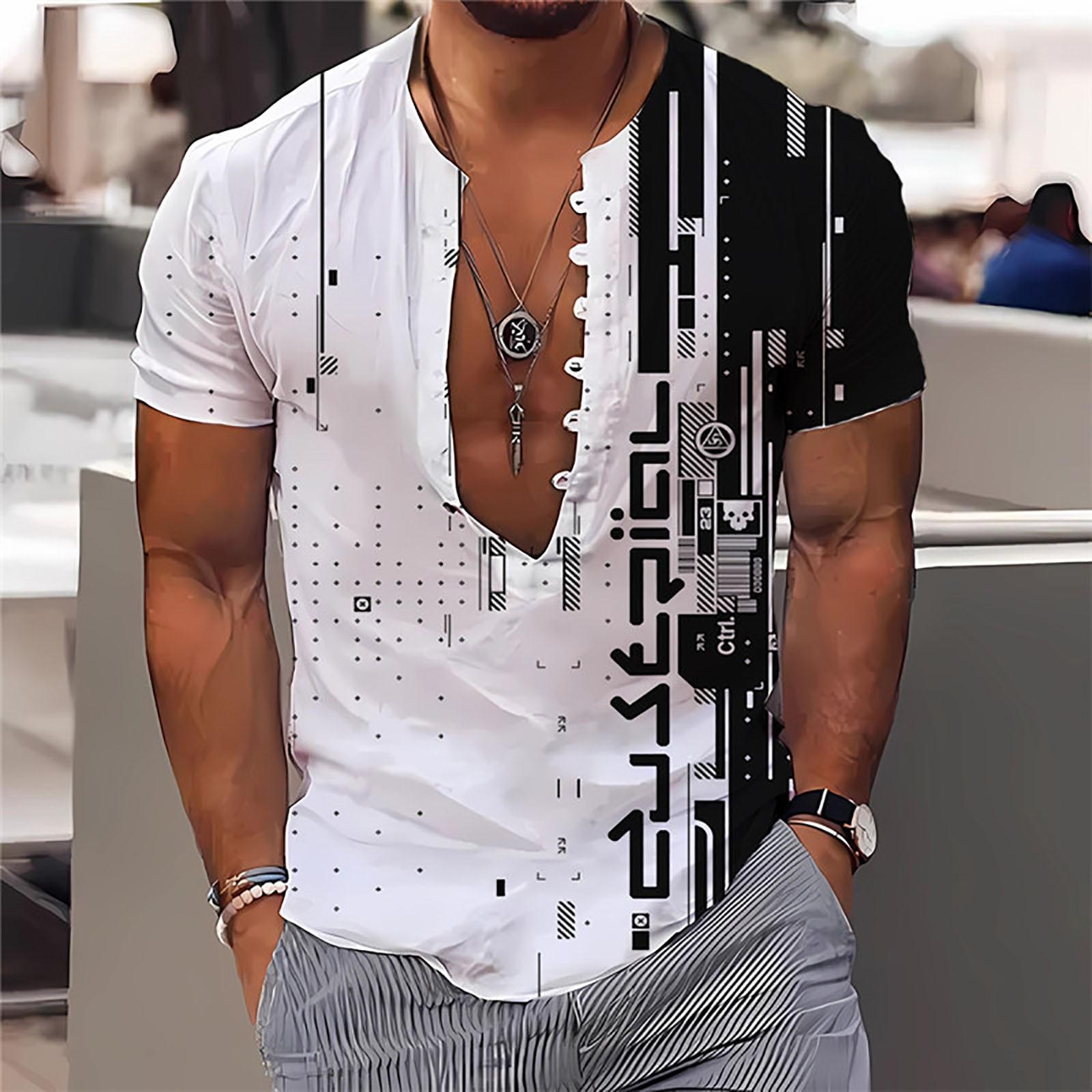 

Мужская рубашка с цветочным графическим принтом и воротником-стойкой, уличная одежда с коротким рукавом и принтом, модная уличная одежда, повседневная одежда L чёрный