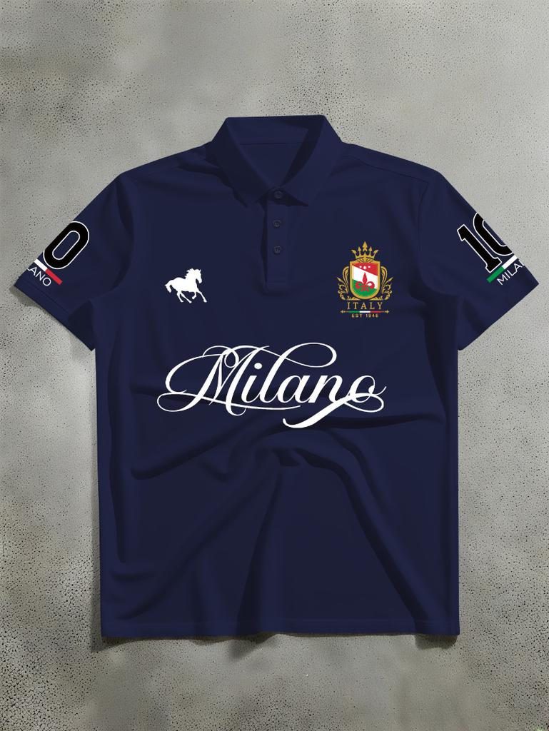 Unisex's Short Sleeved Polo Shirt, High Street Style 10 Sleeve Label City Culture Printed Short Sleeved Polo Shirt