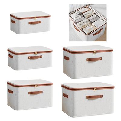 Multipurpose Tianshan Linen Storage Box With Easy Access Zippers For Household Items